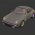 Silver Vintage Porsche Sports Car With Sleek Body And Red Interior On Reflective Surface