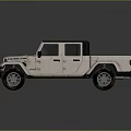 Jeep Silver Pickup Truck With Four Door Design And Black Wheels Exterior View