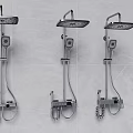 Modern Chrome Wall Mounted Shower System With Rainfall Head Handheld Sprayer And Control Valve 3d model