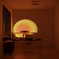Minimalist Modern Study Room With Desk Laptop Bookshelf And Large Window 3d model