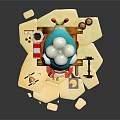 Cartoon Fish Shaped Building With Chef Hat Roof And Decorative Details