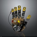 Potato Shaped Robotic Mechanical Device With Yellow Fingers And Metal Components