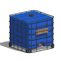 Blue Industrial Tank With Metal Frame Label And Bottom Valve Structure