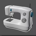 White Sewing Machine Featuring Blue Rotary Knobs And Adjustable Control Dials For Home Craft Projects 3d model