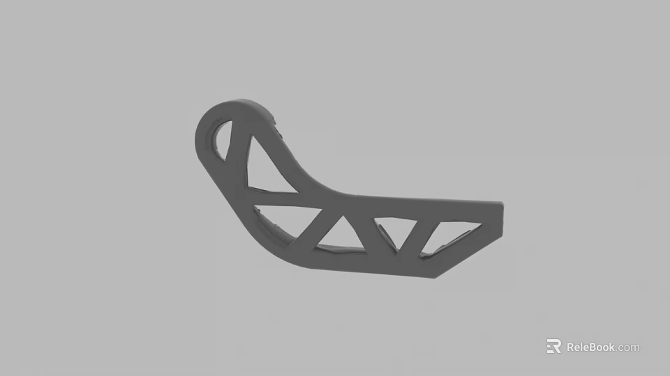 Gray Curved Structural Component Featuring Hollow Geometric Design 3d model 