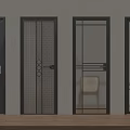 Modern Swing Doors With Various Glass Panel Designs And Black Frames For Home Interior 3d model