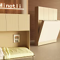 Minotli Modern Space Saving Folding Bed With Wooden Cabinet Storage Design