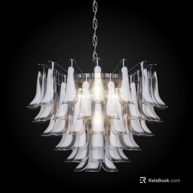 Elegant Crystal Chandelier With Layered Clear Crystals And Bright Glowing Light 3d model 