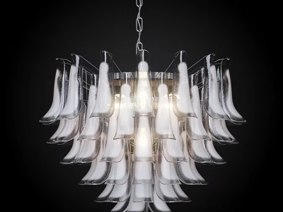 Elegant Crystal Chandelier With Layered Clear Crystals And Bright Glowing Light 3d model