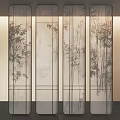 Elegant Bamboo Pattern Room Divider Screen Design For Interior Decoration 3d model