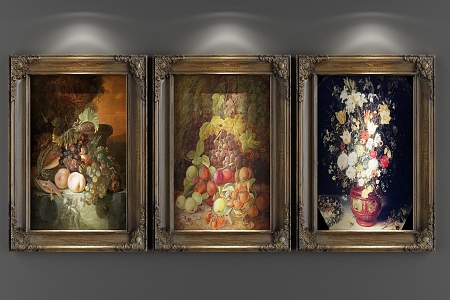 European Flower Decorative Painting 3d model