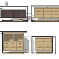 Modern Sideboard Designs With Metal Frame Dark Brown And Light Beige Drawers Cabinet Doors