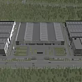 Aerial Planning of Modern Industrial Complex With Large Factory Buildings Neat Layout and Green Belts