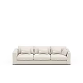 Multiple People Relaxing On Modern Beige Sofa With Plush Cushions 3d model