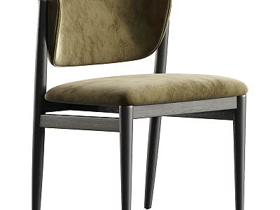 Modern Olive Green Velvet Single Chair With Black Wooden Legs And Comfortable Design 3d model