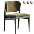 Modern Olive Green Velvet Single Chair With Black Wooden Legs And Comfortable Design