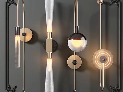 Modern Wall Light Designs Featuring Metal Frames And Geometric Shapes For Home Decor 3d model