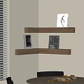 Modern Wooden Wall Decor Floating Shelves With Books And Photo Frame
