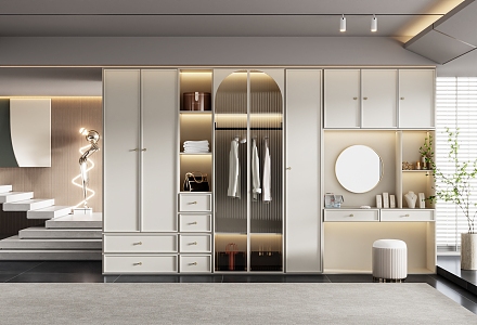 Cream wardrobe French wardrobe 3d model