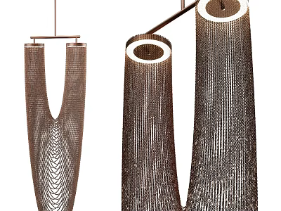 Modern Metal Mesh Chandelier With Vertical Tube Design For Contemporary Interiors 3d model