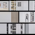 Modern Bookcase Interior Design With White Wooden Shelves Glass Doors And Decorative Storage Items