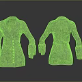 Silver Metallic Women's Coat 3D Model With Front And Back Views And Button Details