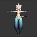 Game Movie Character With Pink Floral Hair Yellow Top And Blue Baggy Pants