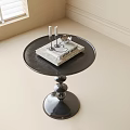 Modern Round Black Side Table With Spherical Base Book Candles And Tray