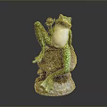 Decorative Frog Statue Sitting On Mushroom Base Holding Small Ball 3d model