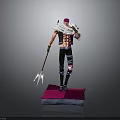 3D Character Model With Pink Hair Black Outfit And Spiked Weapon On Pink Platform