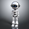 Silver White Humanoid Robot With Blue Eyes And Shiny Metallic Body