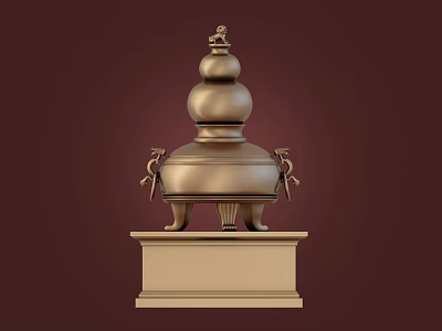 Elegant Metal Ornament Decoration Combination Set With Vintage Design Decorative Base And Artistic Details 3d model