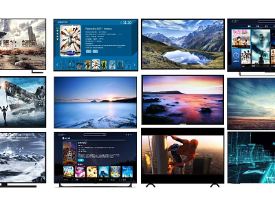 High Quality Televisions Displaying Scenic Views Movies And Digital Interfaces 3d model