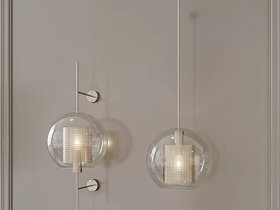 Modern Glass Globe Wall Lamps With Transparent Shades And Metal Brackets Mounted On Wall 3d model