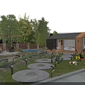 Detached Villa With Landscaped Garden Stone Pathway Outdoor Lighting And Lawn