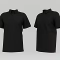 Basic Black Short Sleeve Polo Shirt With Front And Side Display Views 3d model