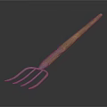Durable Three-Tine Garden Hardware Tool With Wooden Handle And Iron Tines