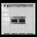 Modern White Kitchen Cabinets With Glass Doors And Stainless Steel Appliances