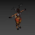 Cartoon Deer Game Character With Antlers White IMPACT Tank Top Red Shorts Outstretched Arms