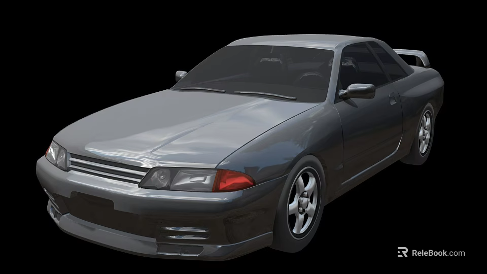 Gray Two Door Sports Car With Sleek Exterior Design And Alloy Wheels 3d model 