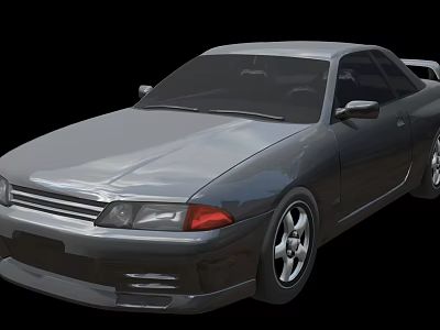 Gray Two Door Sports Car With Sleek Exterior Design And Alloy Wheels 3d model
