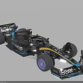 Black And Blue Formula Race Car With Rear Wing Racing Tires And Cockpit Design