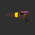 Cartoon Style Toy Gun With Spiral Structure Yellow Component Purple Part And Black Grip