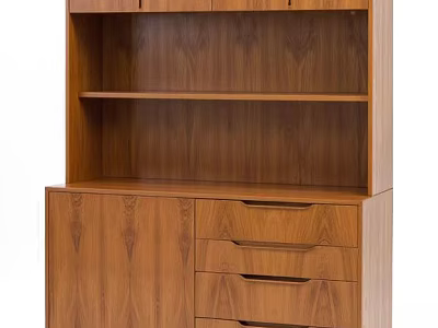 Modern Wooden Entryway Console Cabinet With Drawers Cabinet Doors And Open Storage Shelves 3d model