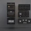 Sleek Modern Black Kitchen Appliances Featuring Oven Cooktop And Multiple Units 3d model