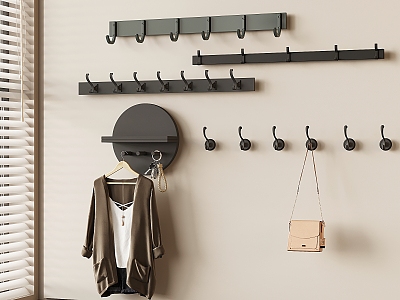 Metal Clothes Hook Wall Hanging Coat Rack Hanger Clothes Bag 3d model