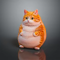 Cute Chubby Orange Tabby Cat Standing On Dark Background With Reflection 3d model