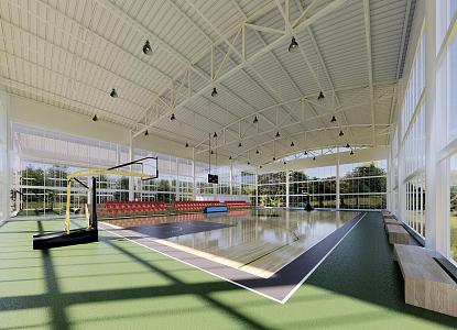 Modern Basketball Hall Indoor Basketball Court 3d model