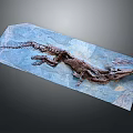 Ancient Reptile Fossil Preserving Organs And Hair Structures In Blue Stone Slab