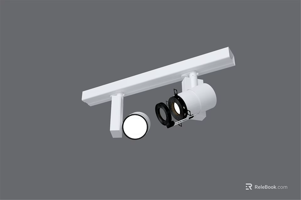 Modern White Track Mounted Downlight And Spotlight For Indoor Lighting 3d model 